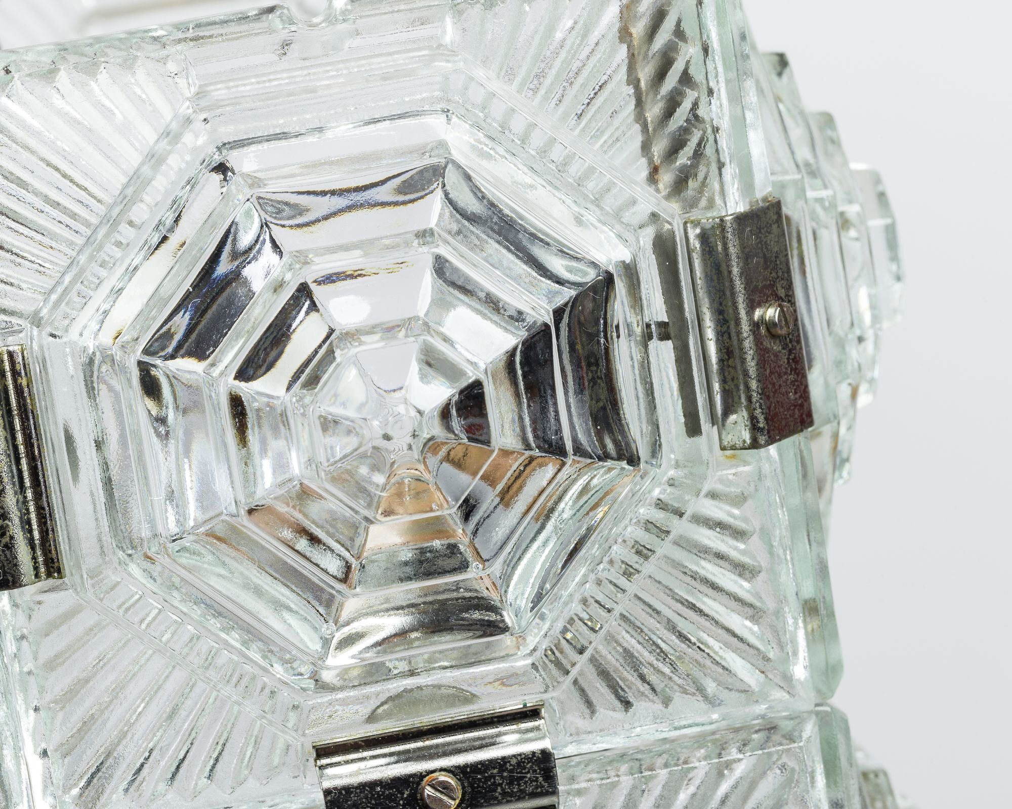 Cut glass cube pendant lamp from Kamenický Šenov, 1950's
