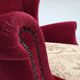 1970s, Danish highback armchair, red furniture velour, ash wood.