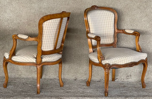 Pair of louis xv style convertible armchairs