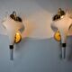 Pair of white fleur-de-lis wall lights, Murano glass, Italy, 1970