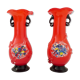 Murano ruby red blown glass vase, with floral decoration with colorful inclusion. Unit