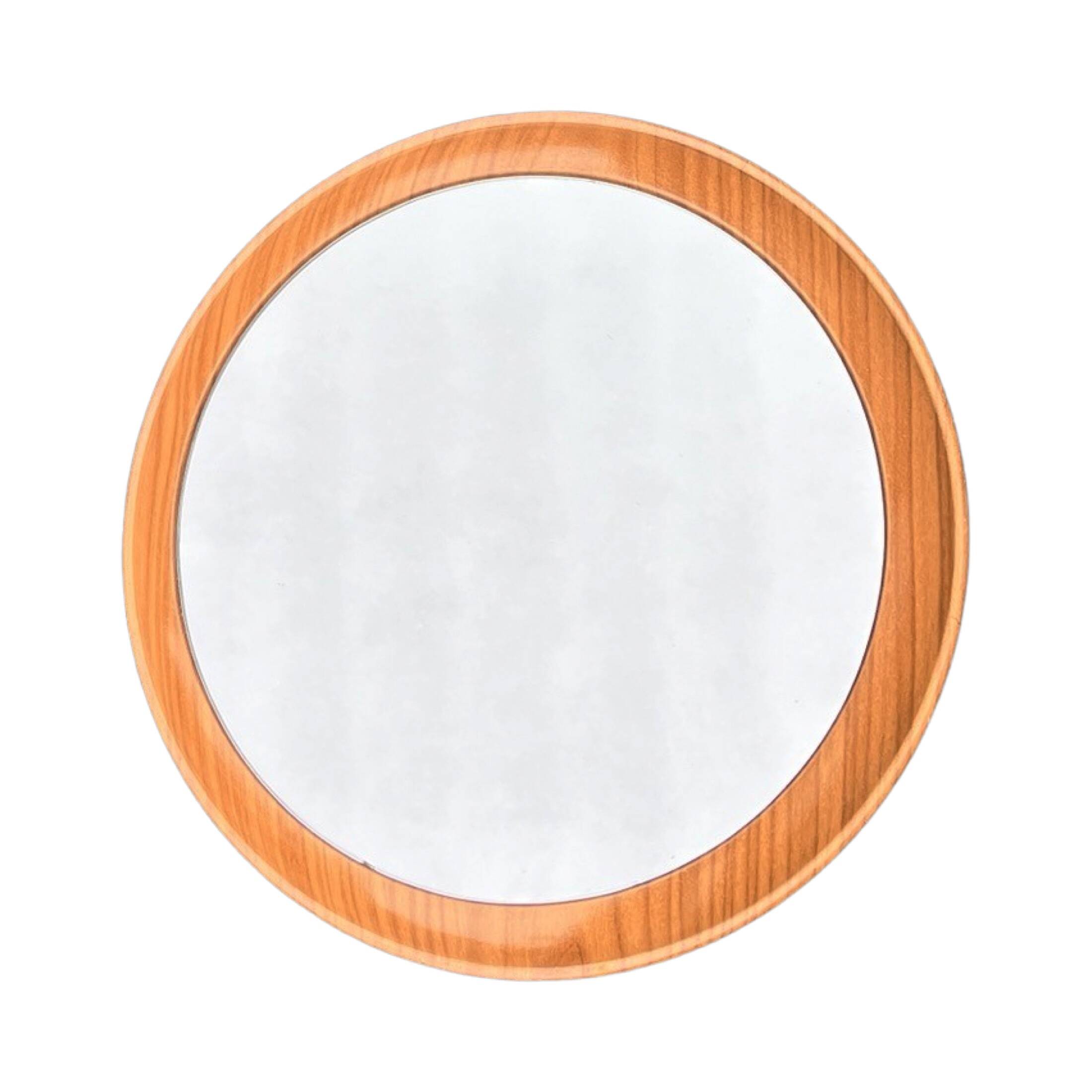 Round wall mirror, veb spanplattenwerk gotha germany, 1970s.