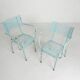 Lot de 2 chaises de jardin industrielles en acier avec accoudoirs, années 1950
