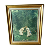 Tableau "jeunes filles dans un jardin"