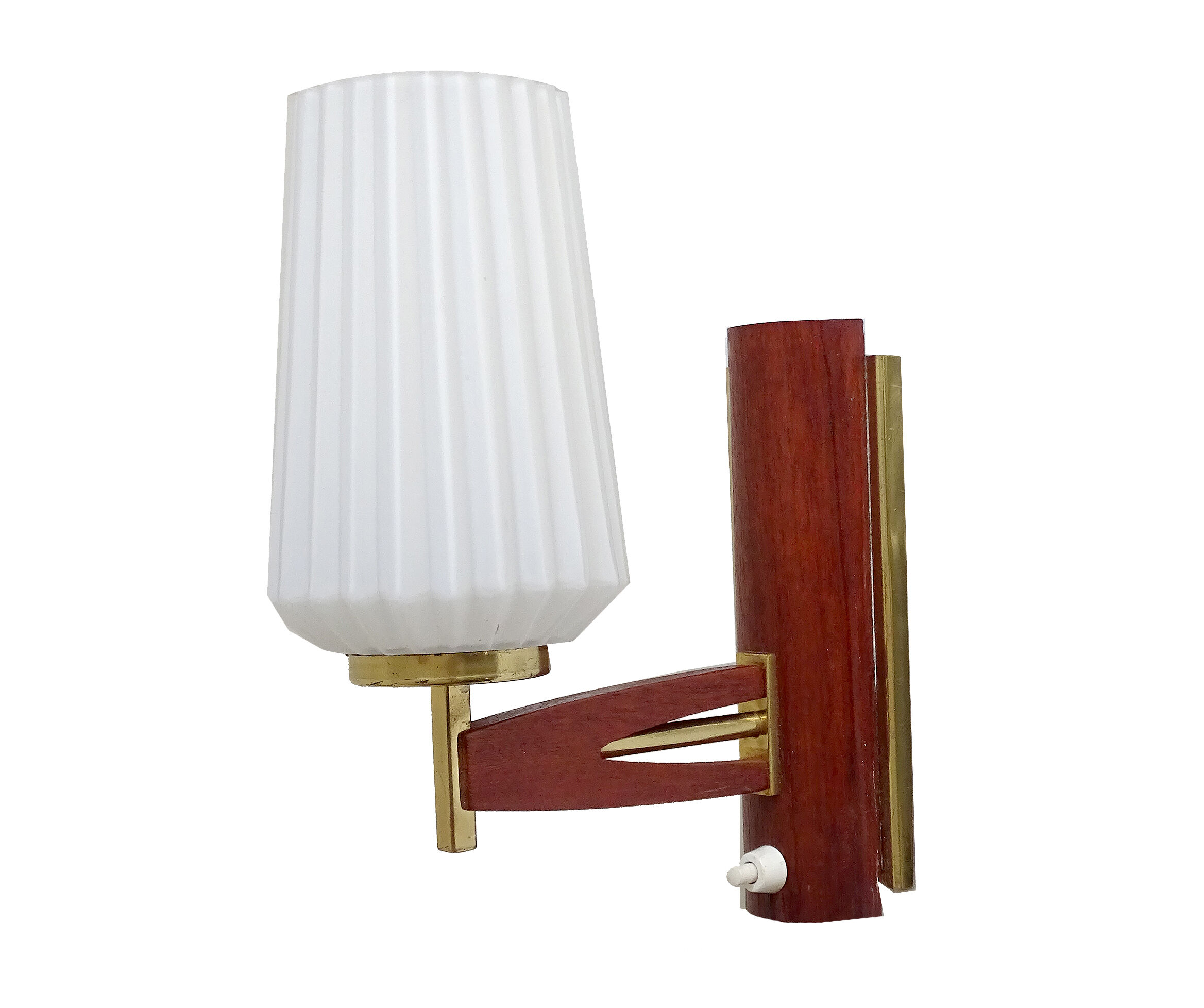 Scandinavian vintage aplique, 60s, teak glass brass