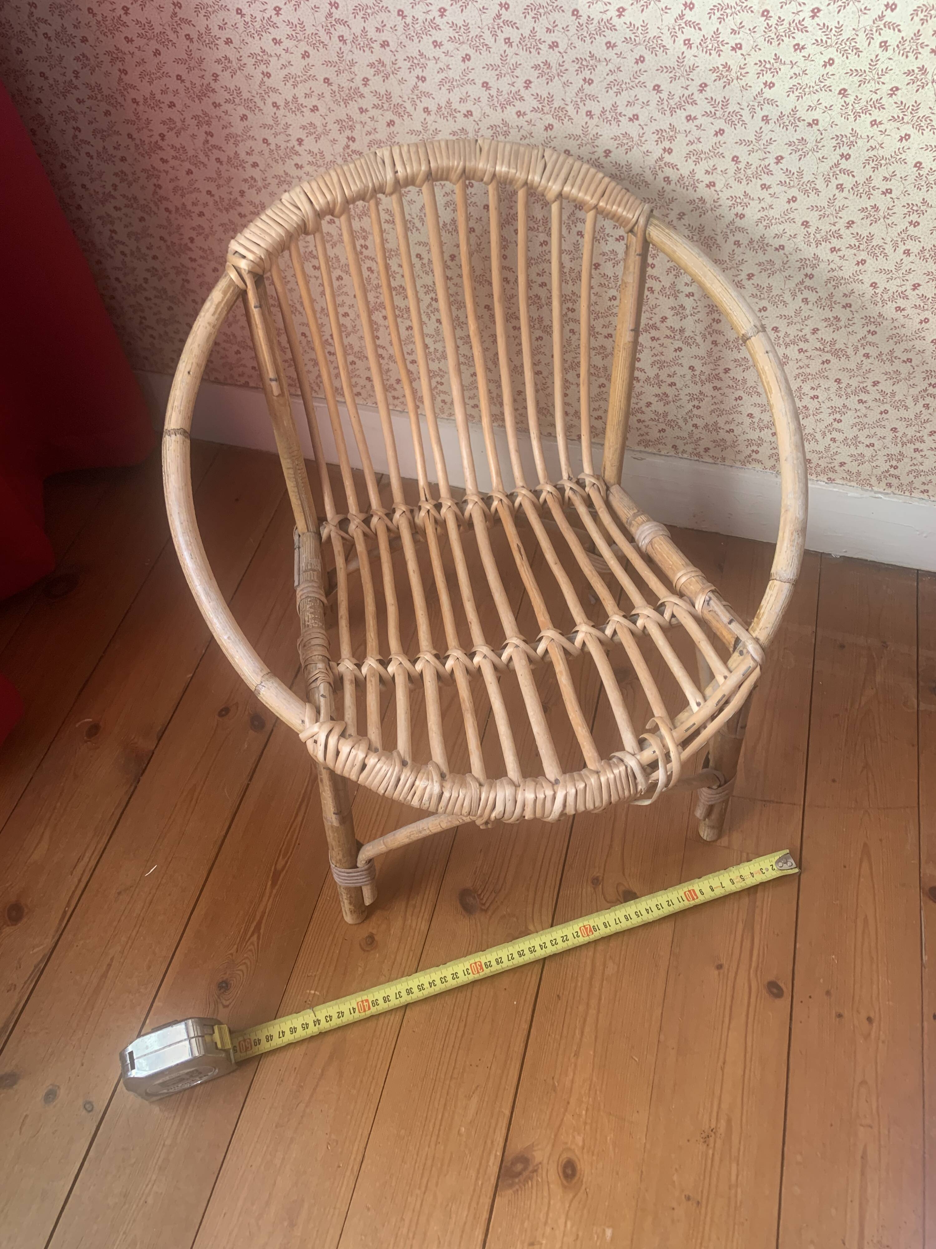 Vintage 1970s rattan children's chair