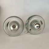Pair of Mid-Century Wall Sconces in Glass and Chrome