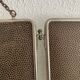 Vintage 1930s triptych barber mirror faux shagreen brown - 30 x 77 cm