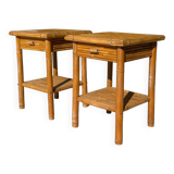 Pair of Bamboo Bedside Tables - Circa 1970