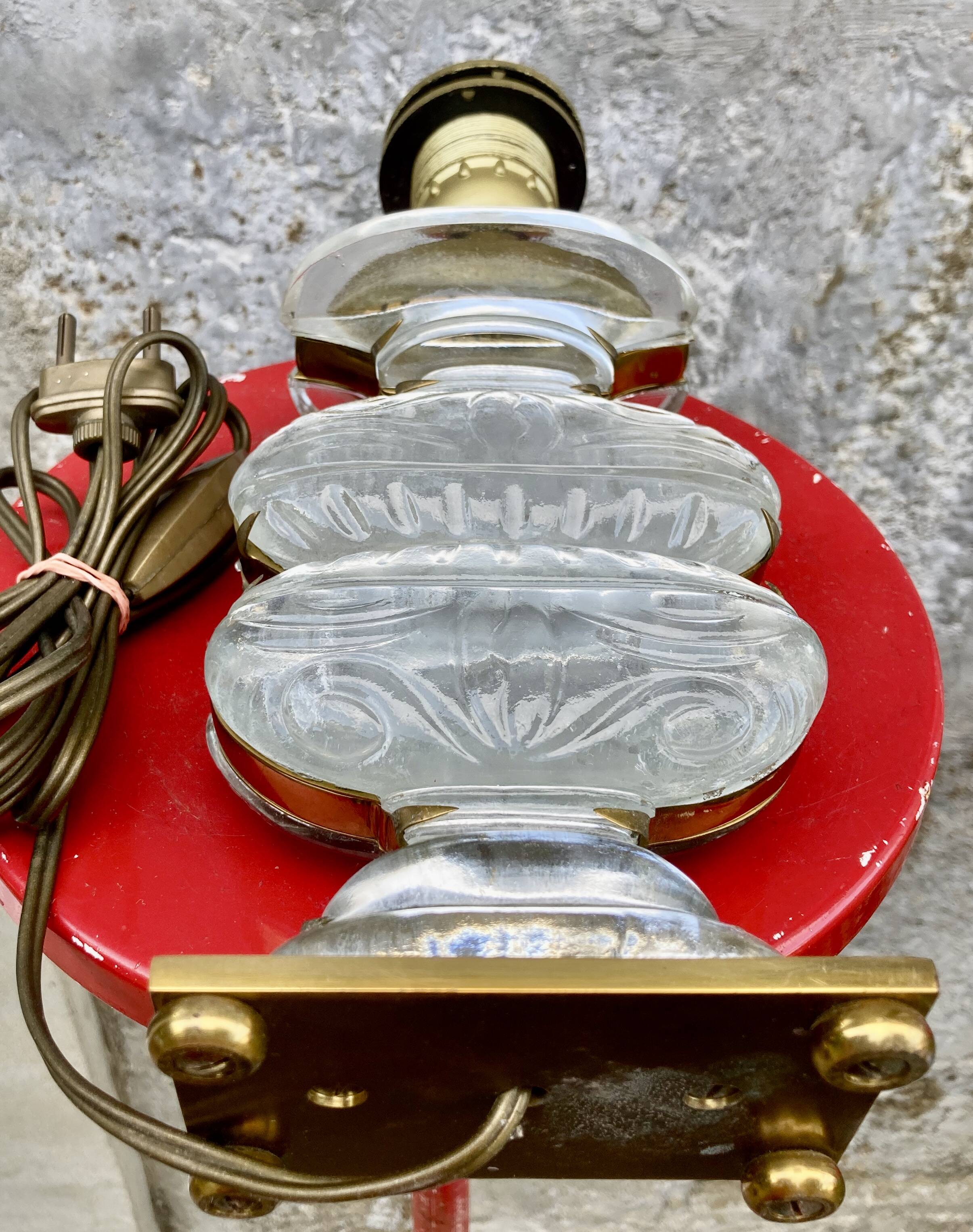 Glass Desk Lamp with Baguès House Urns, 1950s vintage