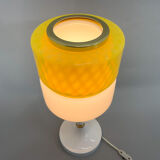 Lampe de table en verre jaune et blanc des années 1970 par Drukov, marquée
