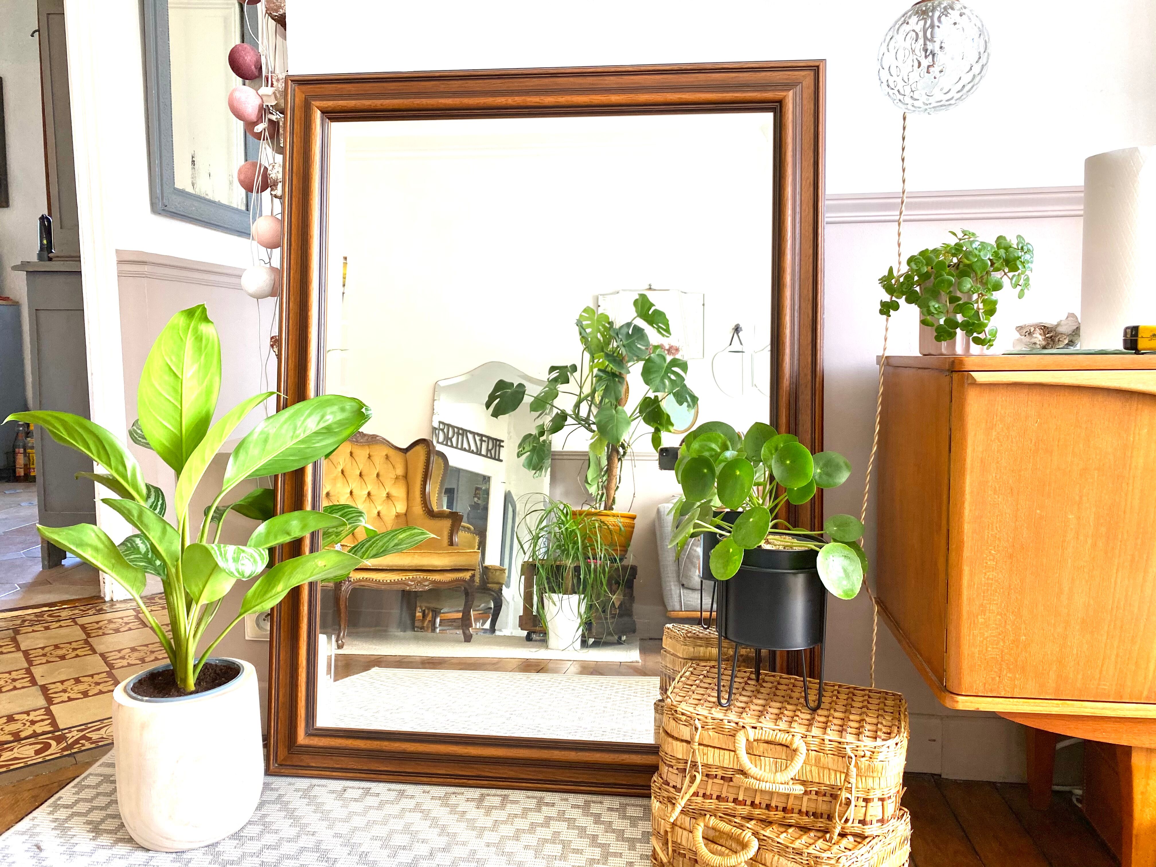 Vintage beveled wooden mirror 120x92