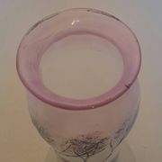 Frosted glass vase enhanced by hand