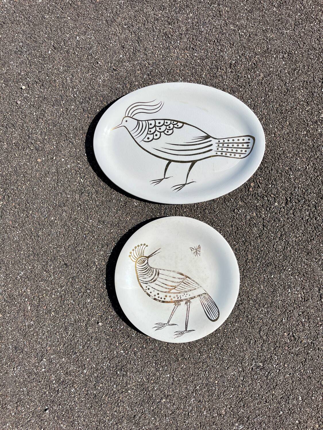 2 large vintage Robert Picault ceramic earthenware dishes