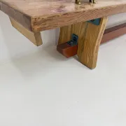 Banc d'école en bois massif vintage, années 1970