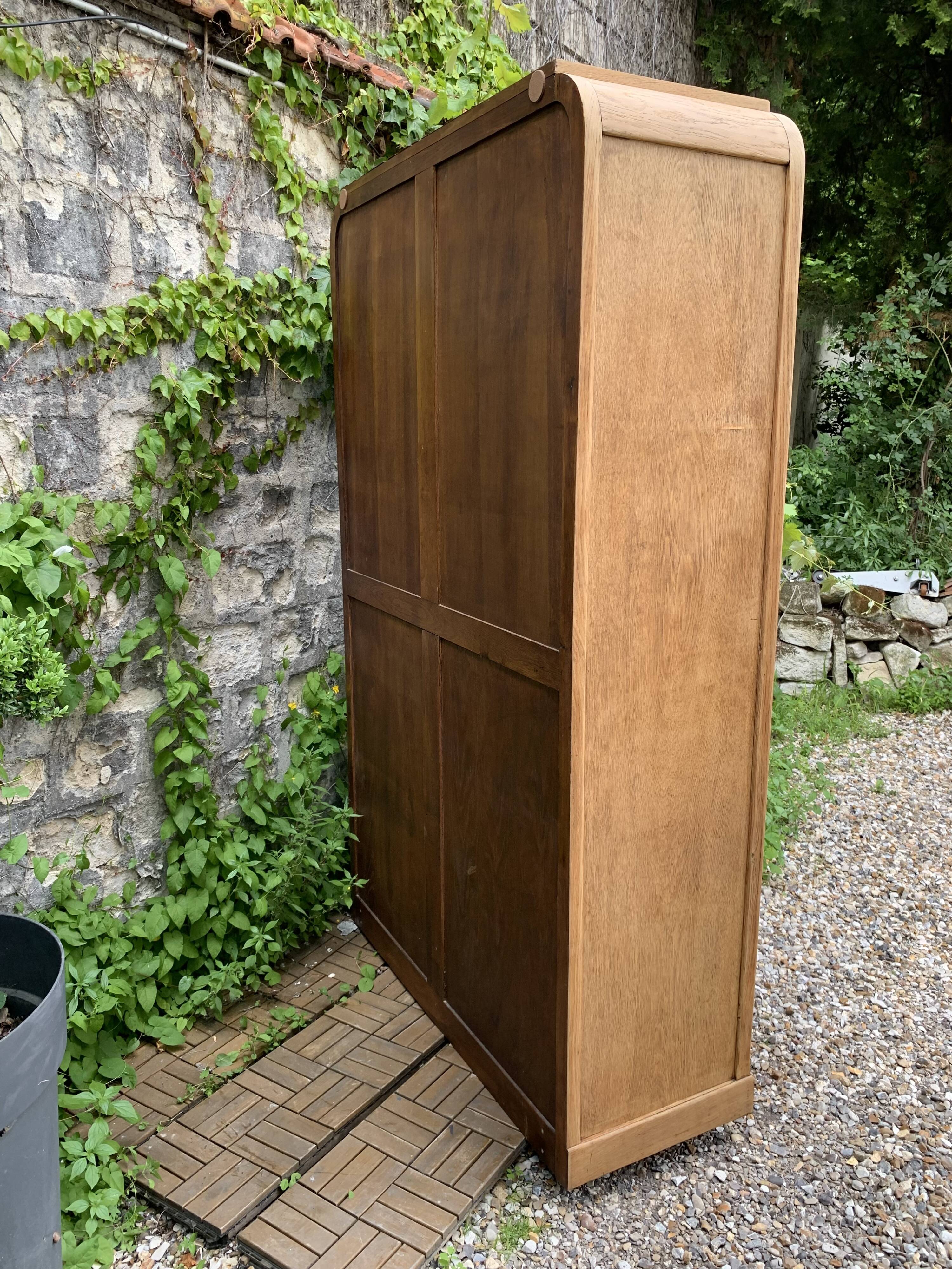 Armoire parisienne vitrée art déco bois brut 1930