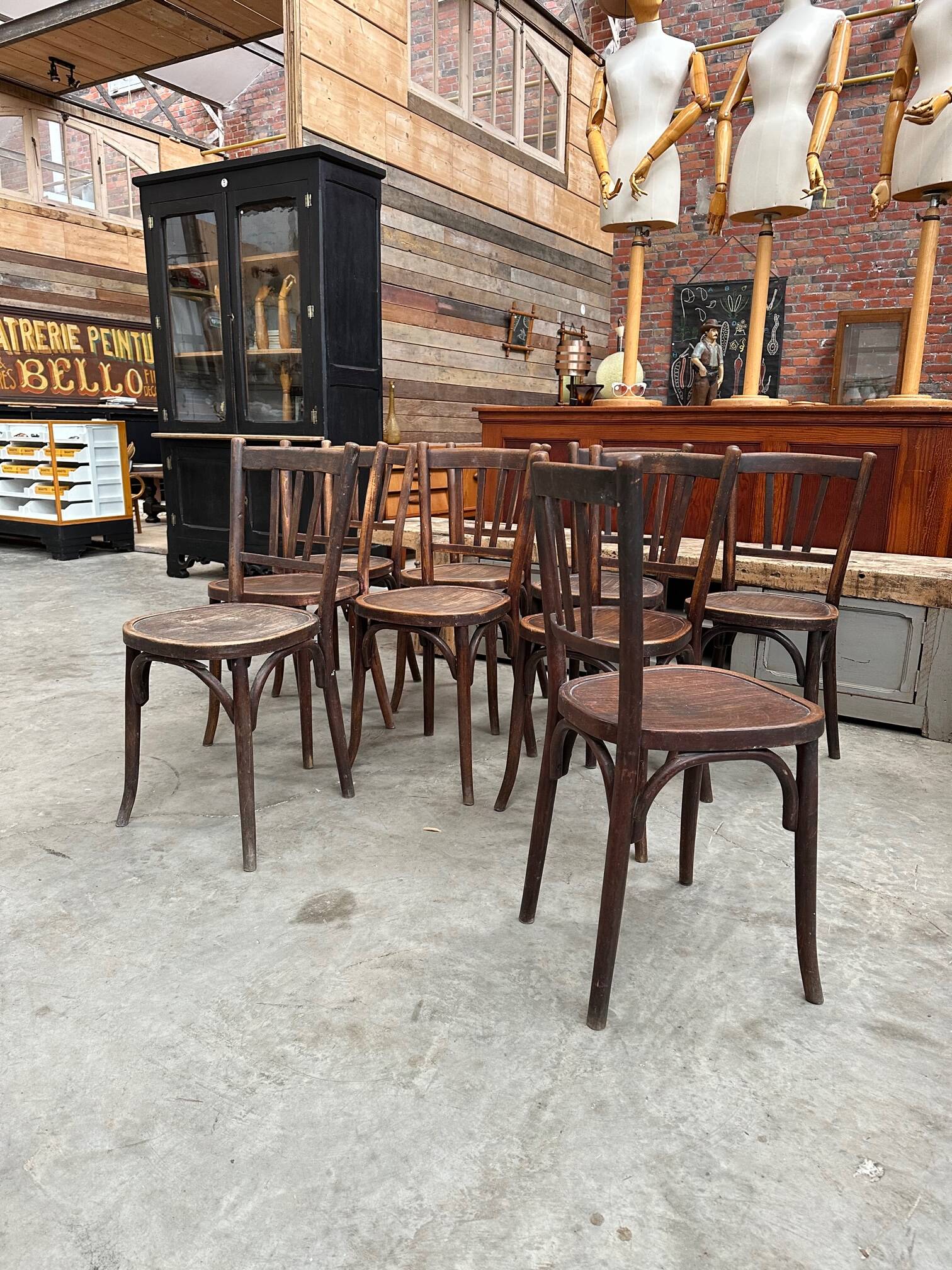 Suite of 9 bistro chairs from the early 20th century