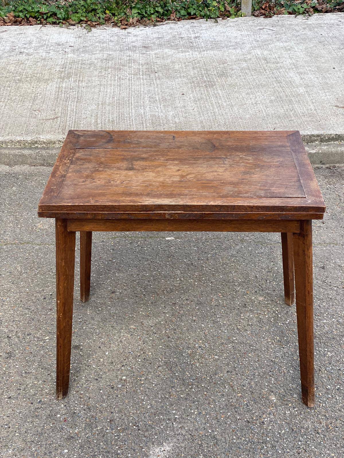 Scandinavian extendable dining table with storage in 19th-century oak.