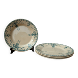 Set of 4 old opaque porcelain plates from Gien, Venice Terre de fer model