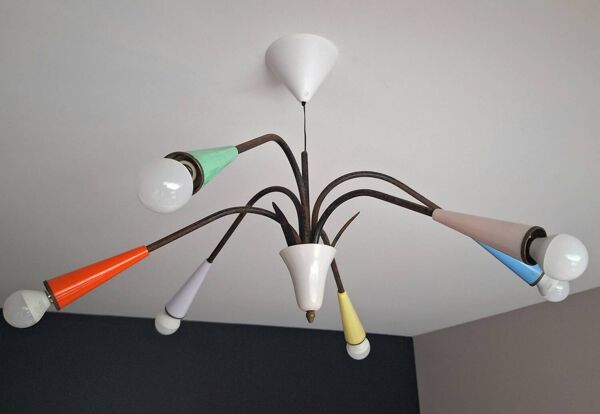 Lustre araignée vintage, luminaire spoutnik ancien
