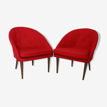 Pair of Italian cocktail shell armchairs, 1960