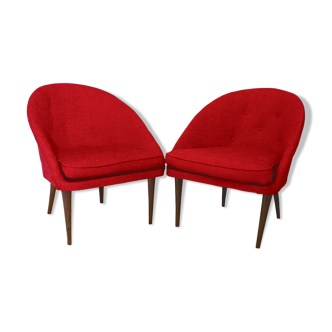 Pair of Italian cocktail shell armchairs, 1960