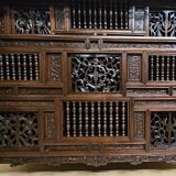 Asia 19th century: antique cabinet carved in mahogany (Chinese or Indochinese art)