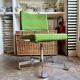Chaise de bureau en tissu vert et métal chromé