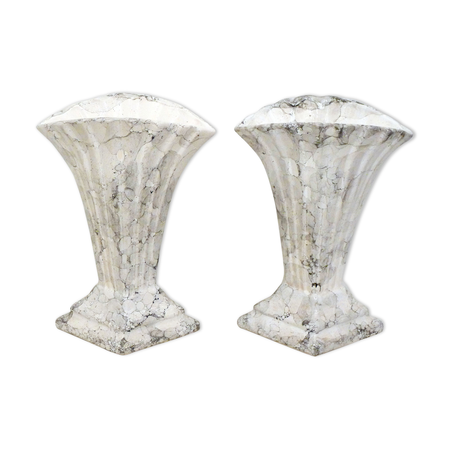 Pair of marble fan vases