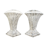 Pair of marble fan vases