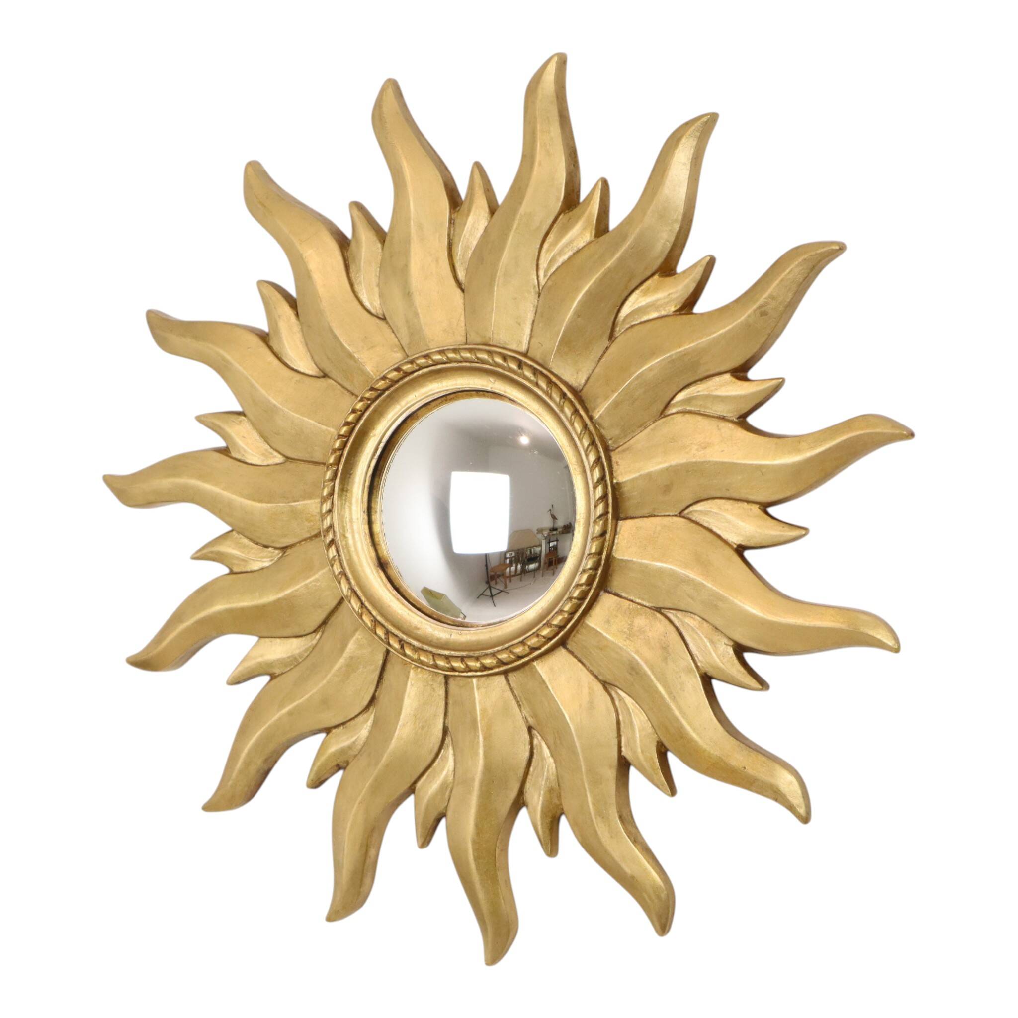 Vintage Gold Sunburst Convex Mirror 54cm