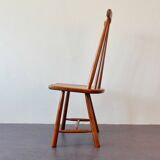 Set of 2 vintage solid wooden highback chairs