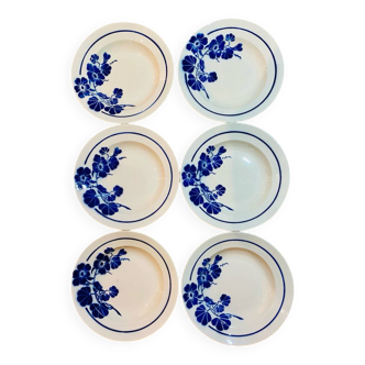 Set of 6 Badonvillier porcelain soup plates