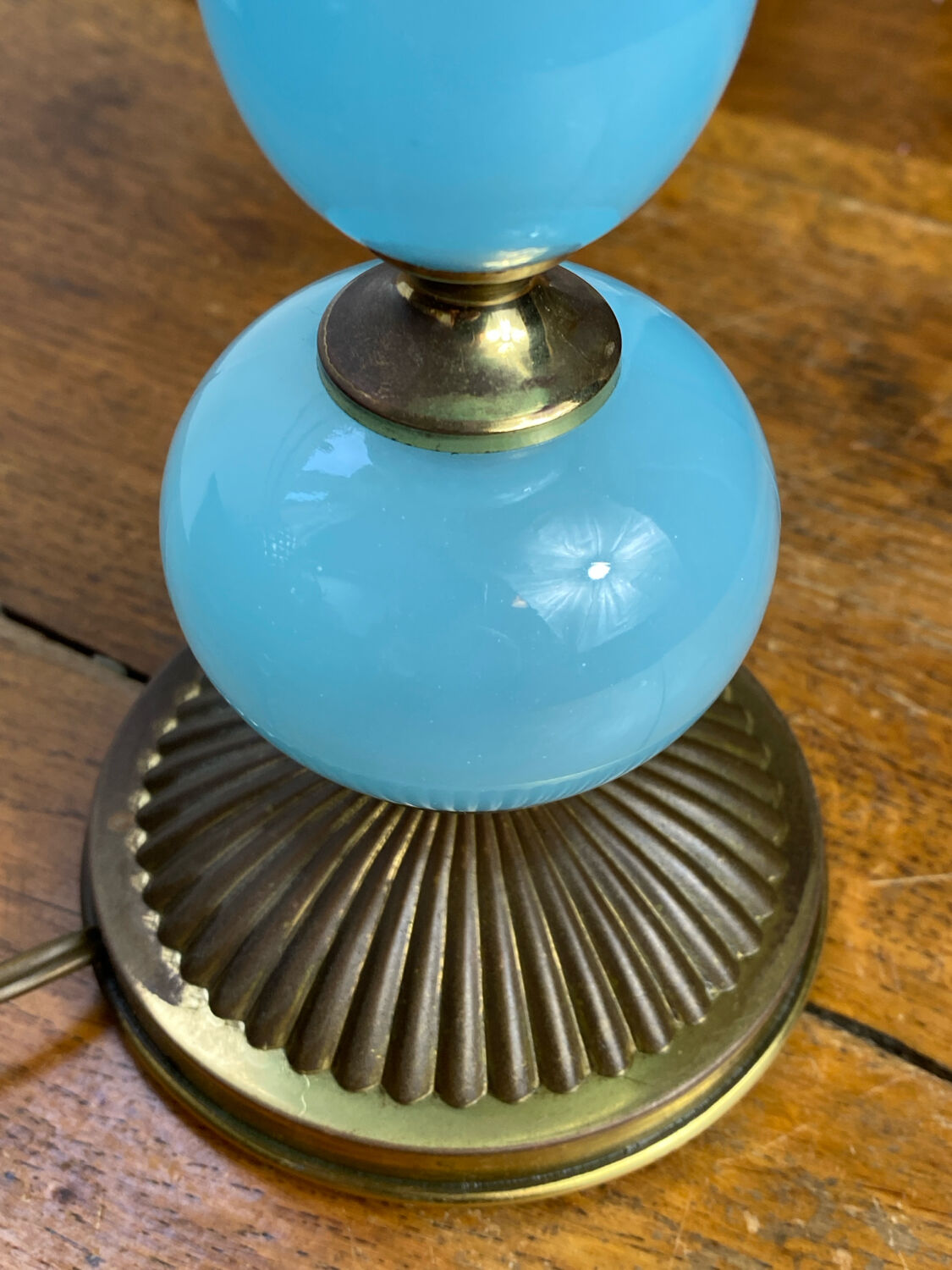 Blue opaline lamp and brass