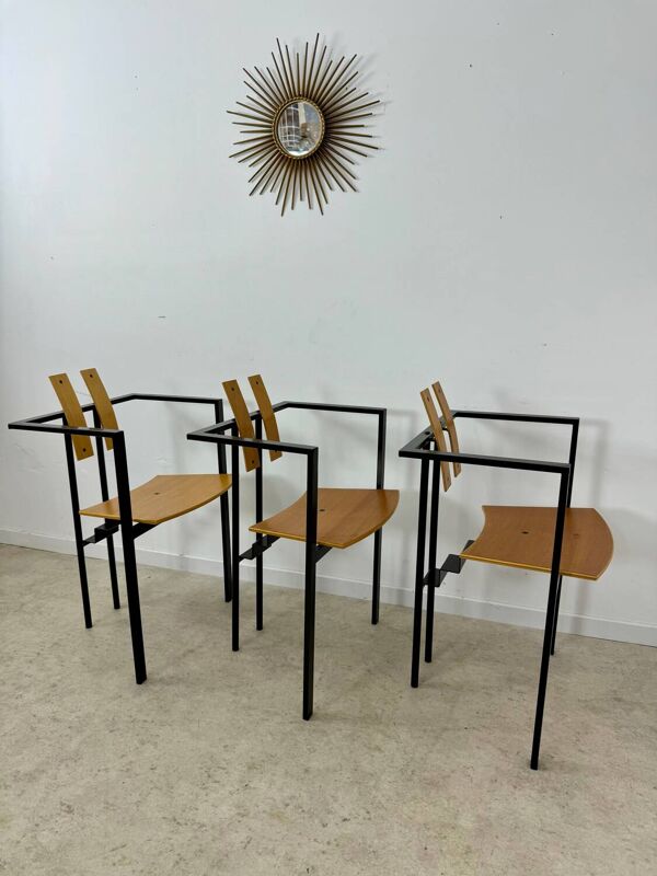 3 anciennes chaises design brut Karl Friedrich Forster modele Trix KFF postmoderne années 70/80