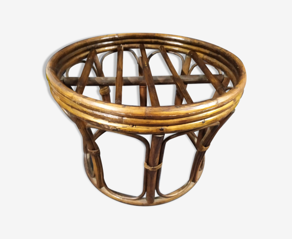 Pouf en rotin ancien vintage