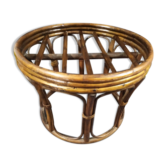Vintage old rattan pouf