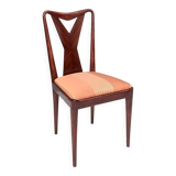 Set of Six Walnut Dining Chairs with Orange Fabric in the Style of Parisi