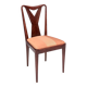 Set of Six Walnut Dining Chairs with Orange Fabric in the Style of Parisi