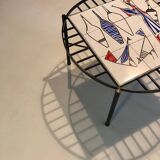 Table basse moderniste en acier et céramique 1950