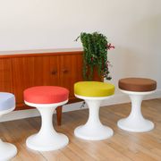 Tabouret tulipe en Plastique et Laine, Vert Matcha, Design Space Age, 1970