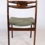Ensemble de 12 chaises de salle à manger en palissandre et tissu vert