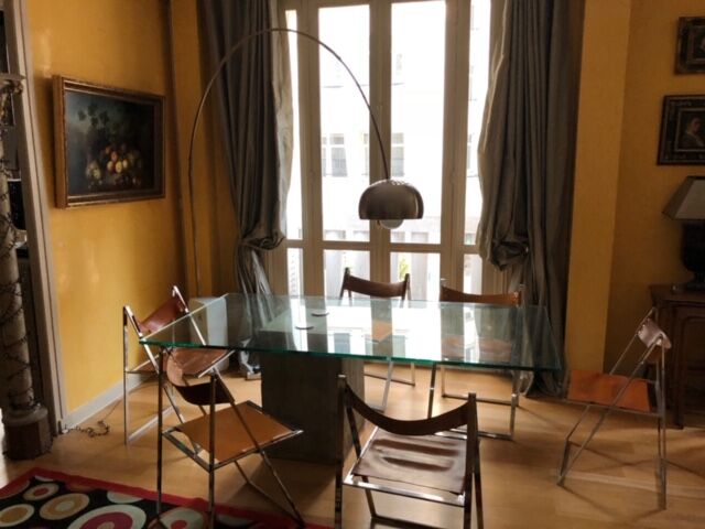 8 Chromed brown leather chairs by Fontoni and Geraci - 1970