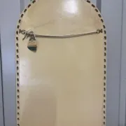 Vintage 1950s John Halls Galvo Cream and Gold Wood Wall Mirror
