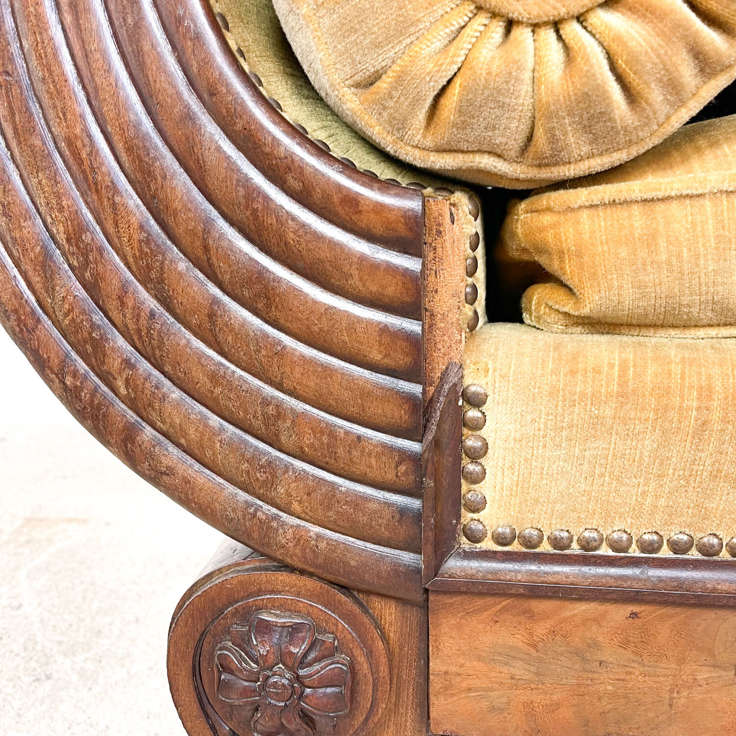 Antique french empire daybed with original velvet upholstery