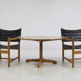 Ensemble de fauteuils en cuir noir danois et table basse par Ditte et Adrian Heath, années 1960