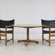Set of Danish black leather armchairs and coffee table by ditte and adrian heath, 1960s