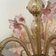 Murano glass chandelier Venetian flowers, circa 1950/1970 pink yellow
