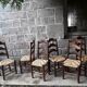 Lot de 6 chaises brutalistes paillées