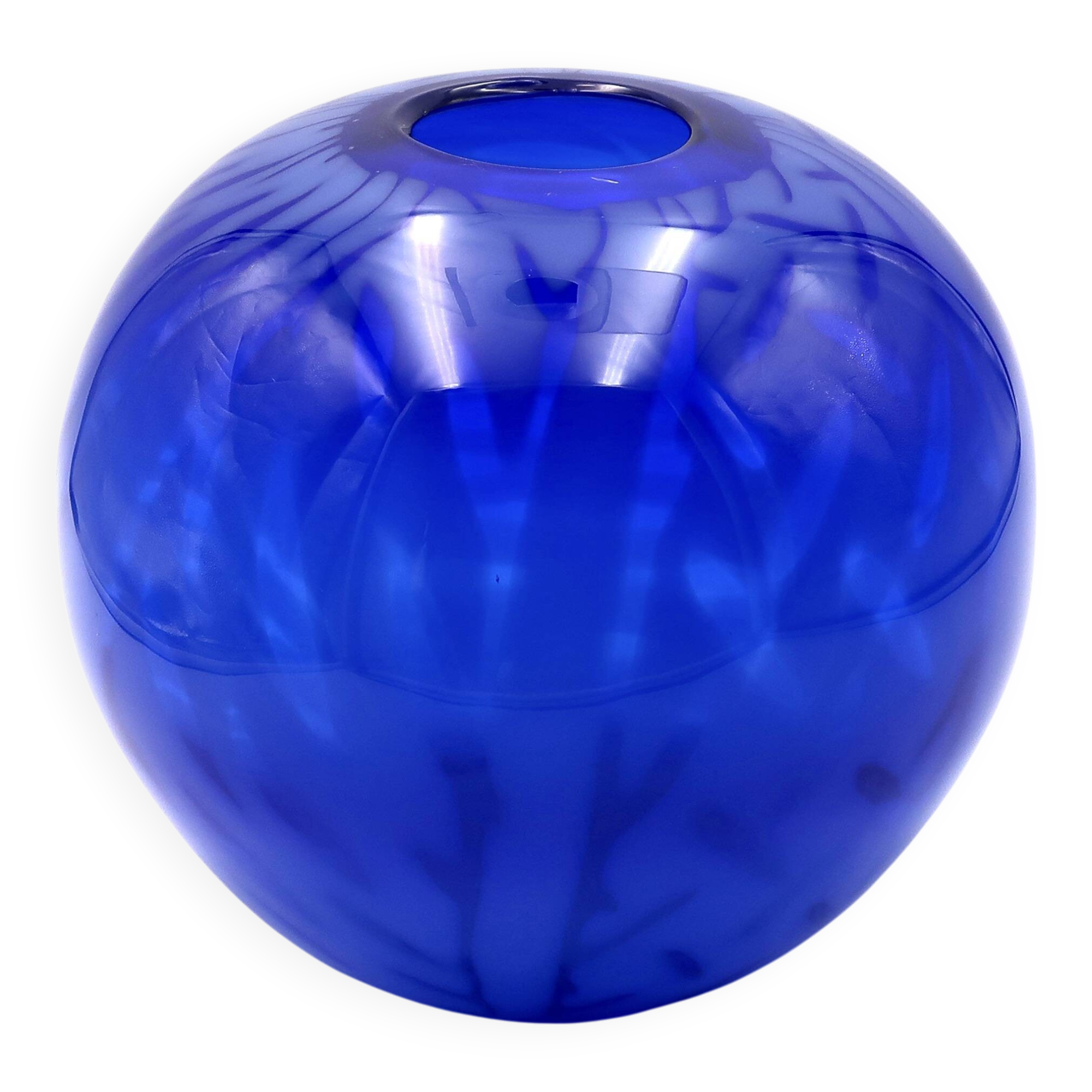 Impressive blue blown glass vase by Nicolas Morin.